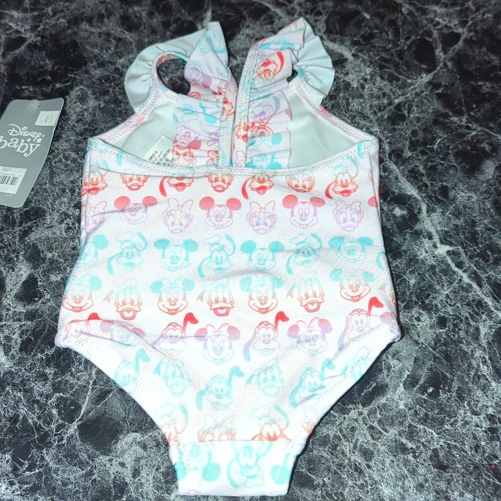 DISNEY BABY Mickey & Friends Swimsuit w Ruffled Straps 0-3M